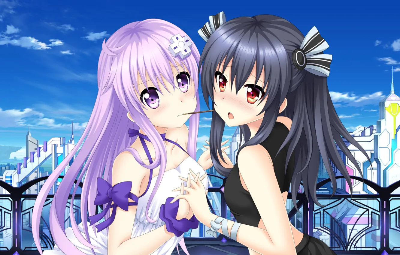 Photo wallpaper kawaii, game, girls, pretty, rpg, asian, japanese, Hyperdimension Neptunia