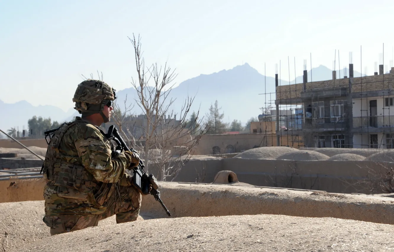 Photo wallpaper weapons, background, soldiers