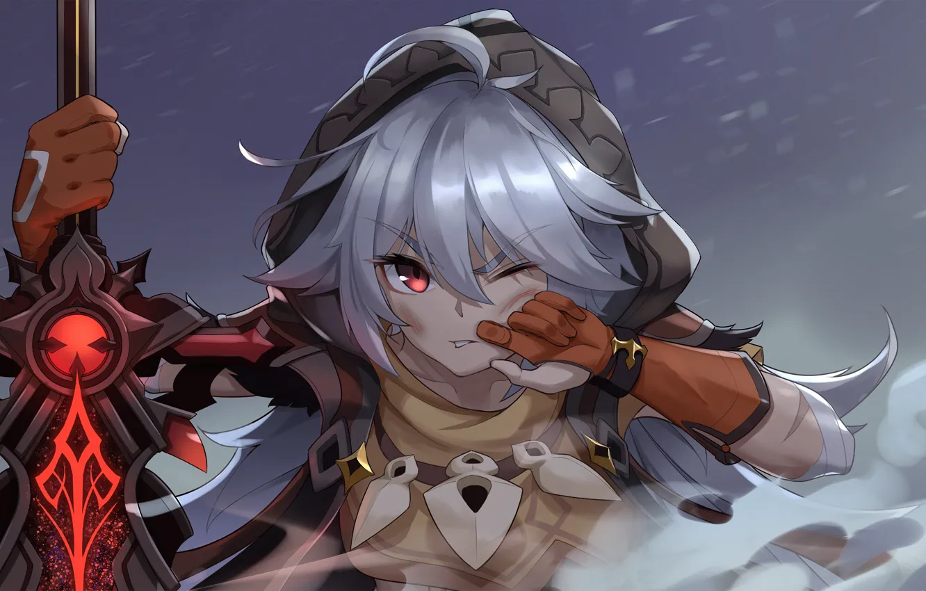 Photo wallpaper look, the game, sword, anime, game, gesture, anime, characters