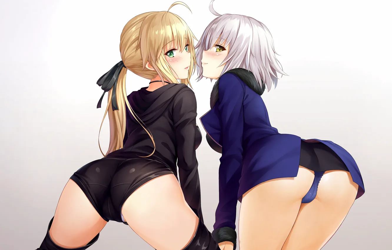 Photo wallpaper sexy, lingerie, Cameltoe, ass, shorts, panties, thighhighs, green eyes