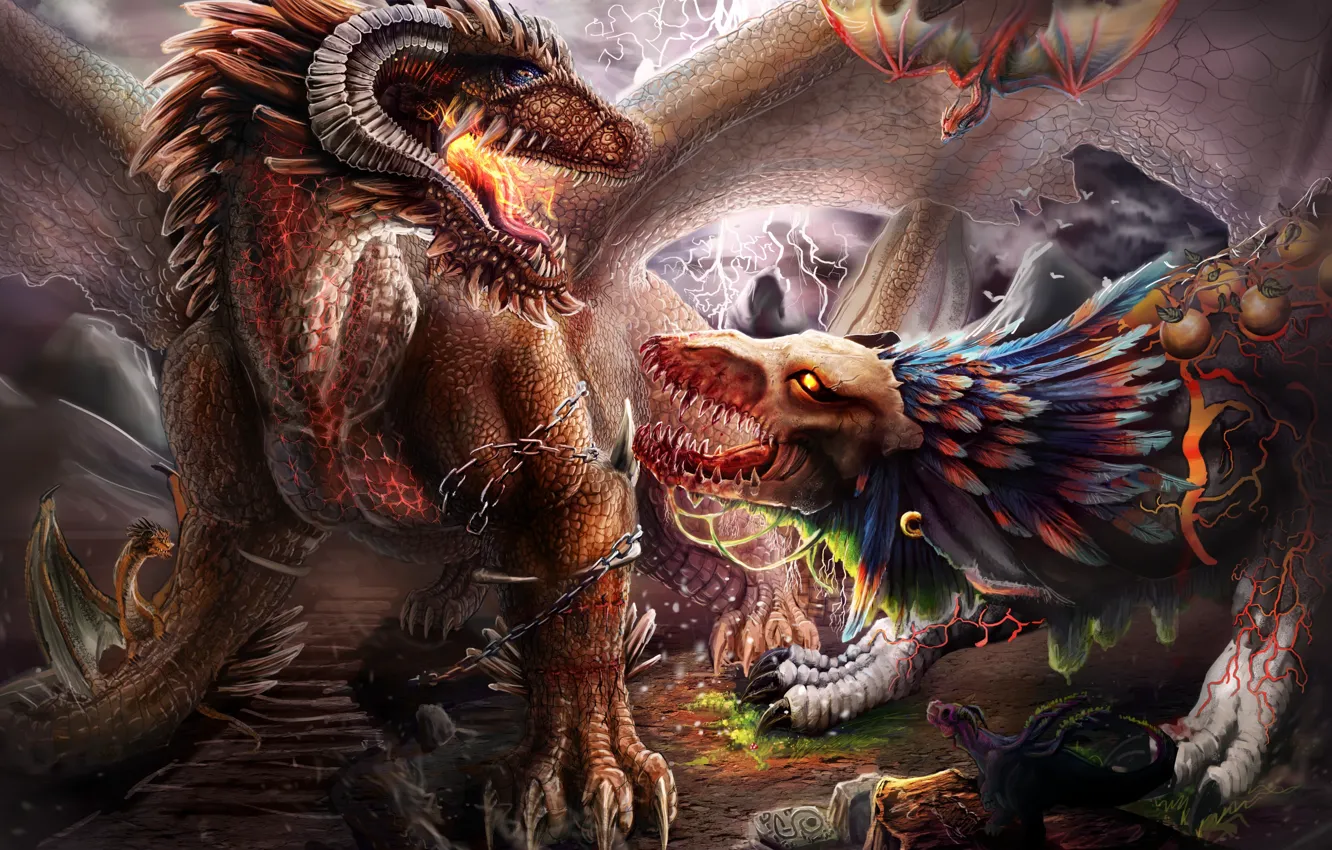 Photo wallpaper dragon, mystic, fantasy, art, creatures