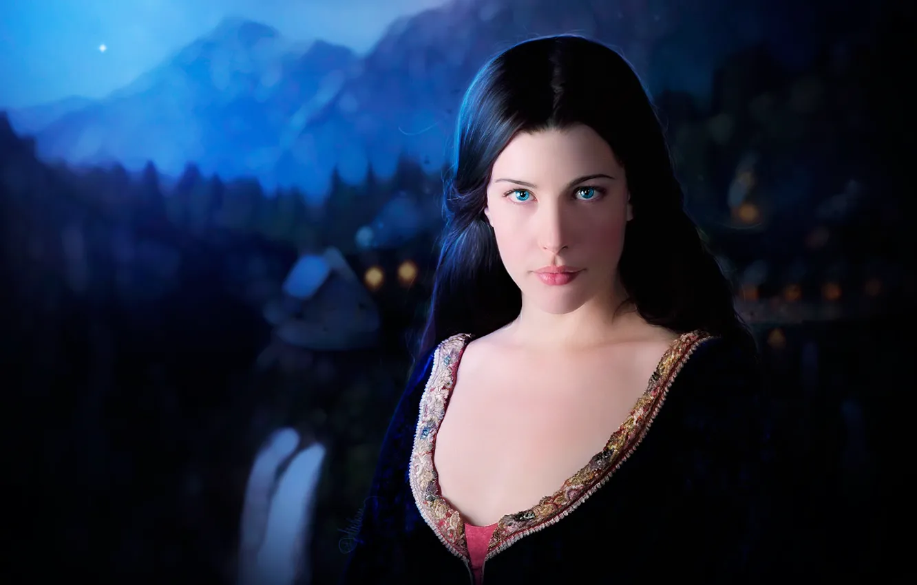 Photo wallpaper girl, night, elf, The Lord of the Rings, Arwen, Liv Tyler