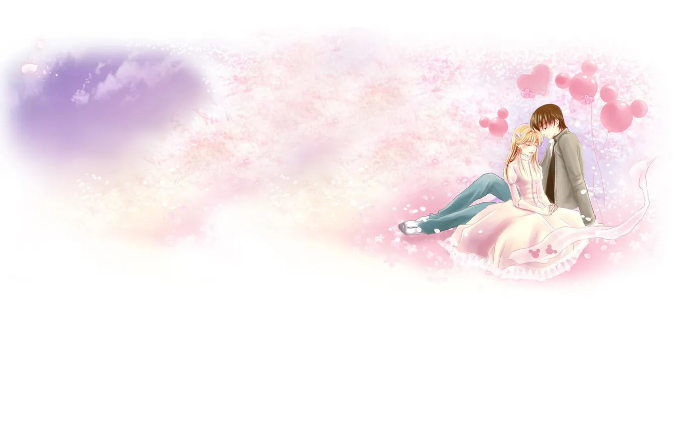 Photo wallpaper love, tenderness, anime, art, pair, two, date