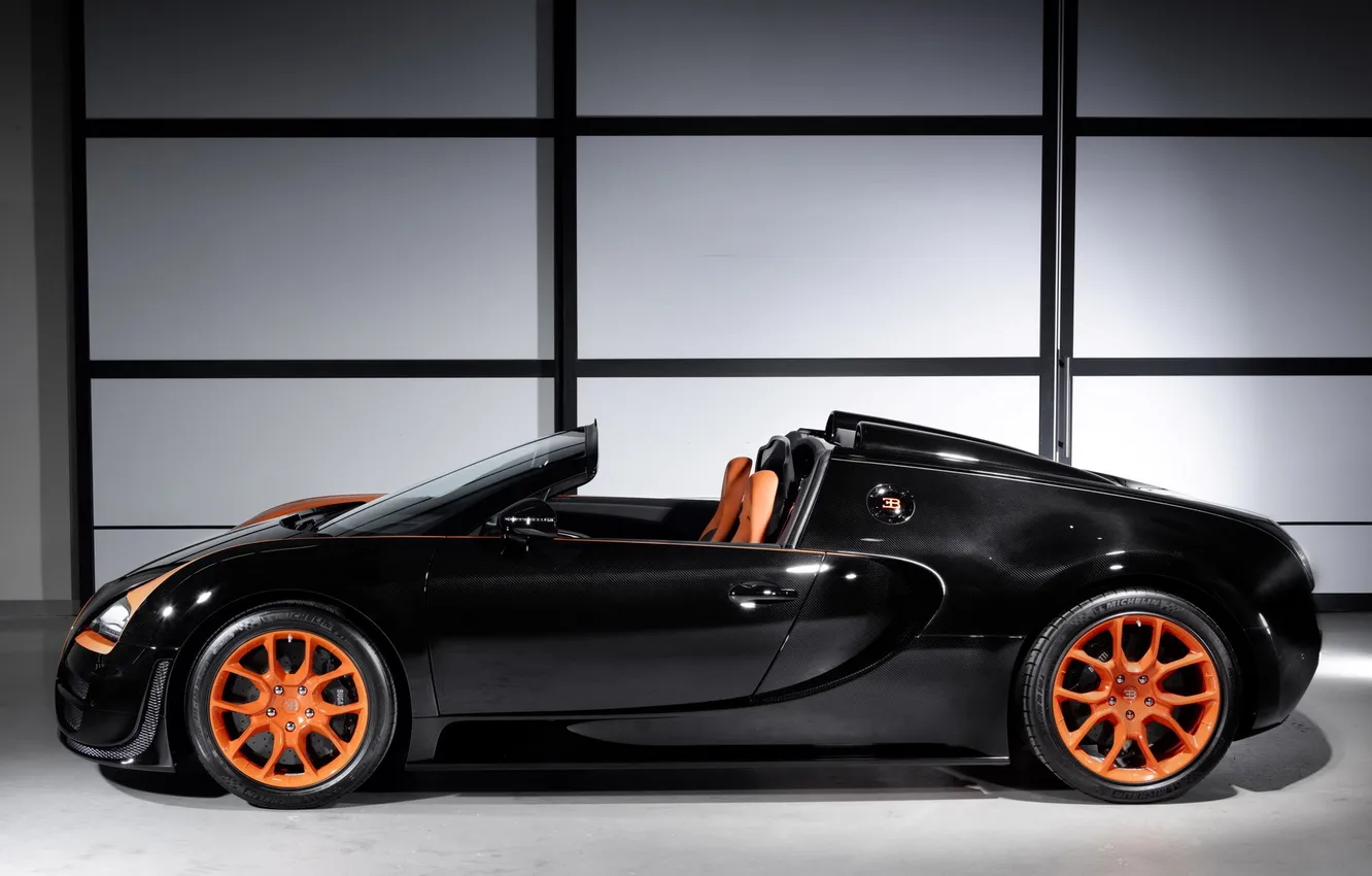 Photo wallpaper Roadster, Bugatti, Veyron, supercar, Roadster, side view, Grand Sport, Vitesse