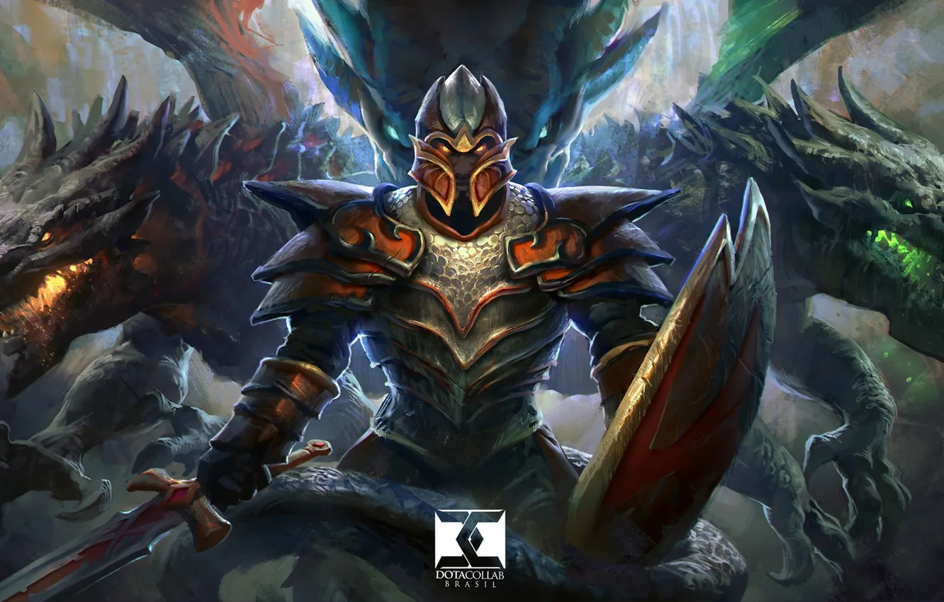 Photo wallpaper sword, shield, Dota 2, Dragon Knight, dotacollab