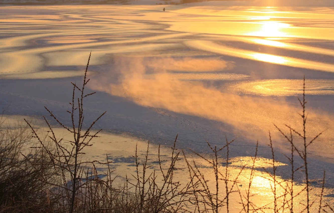 Photo wallpaper dawn, quarry, Protvino