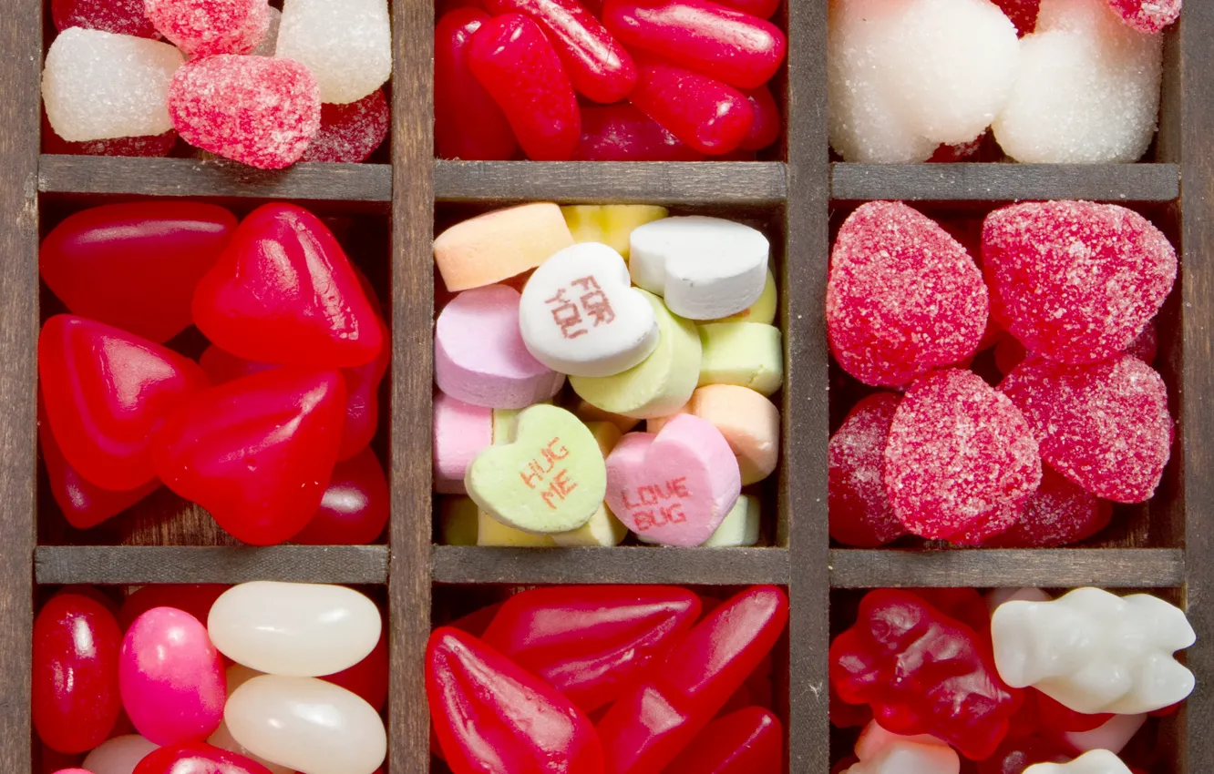 Photo wallpaper candy, love, heart, romantic, sweet, marmalade, candy, valentine`s day