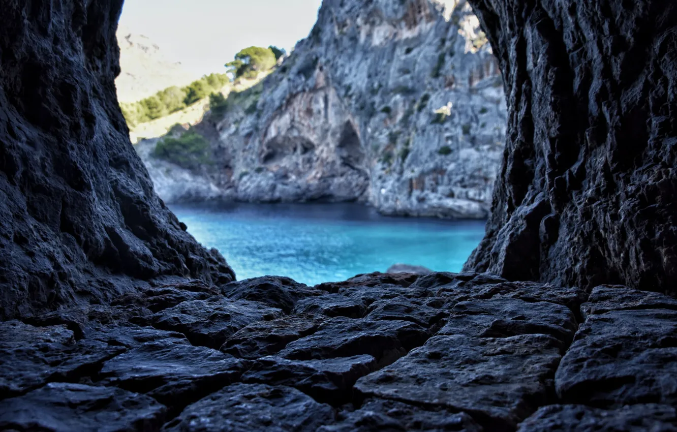 Photo wallpaper Nature, Landscape, Cave, Grotto