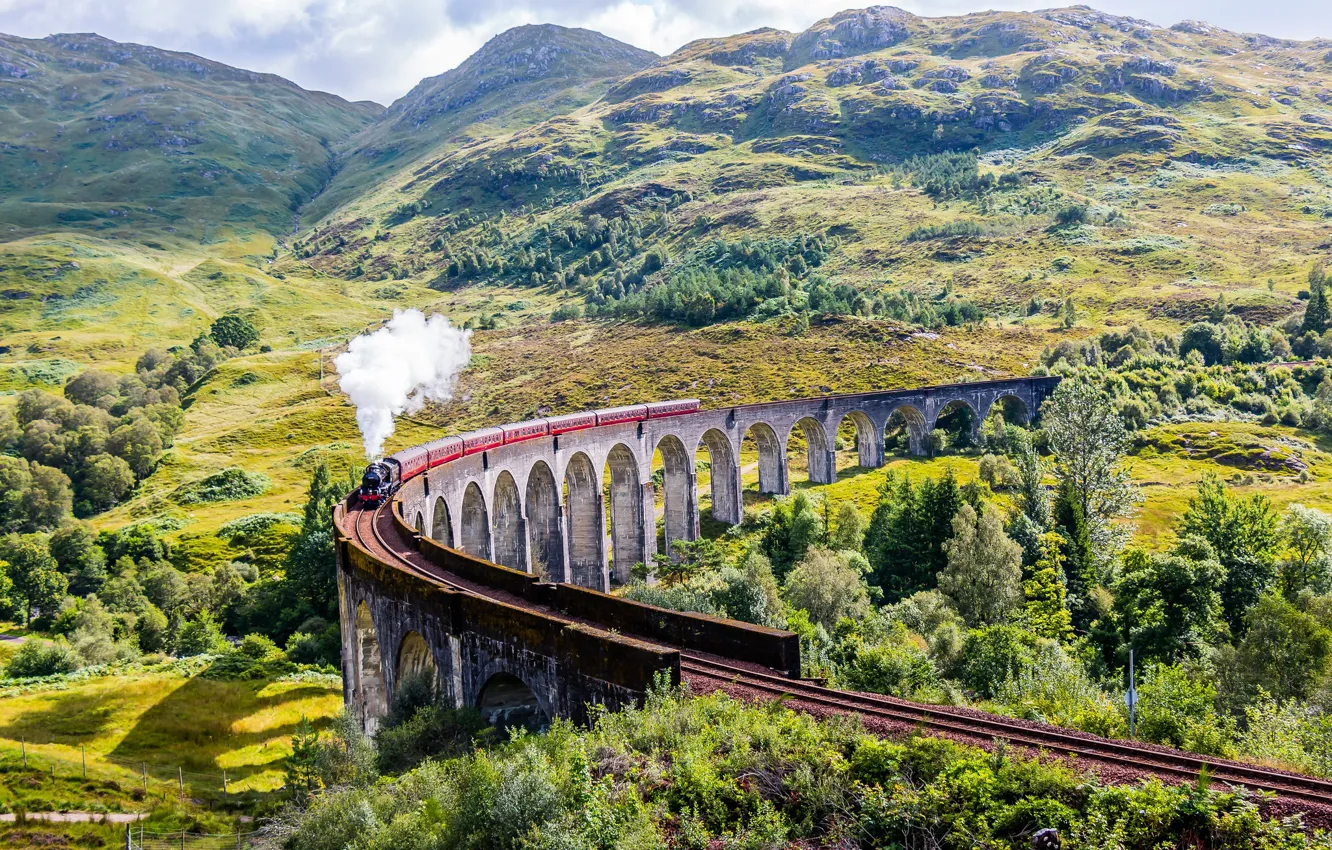 Photo wallpaper bridge, the engine, Scotland, viaduct, Glenfinnan