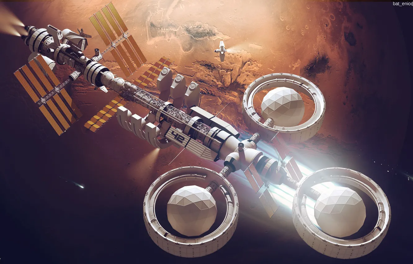 Photo wallpaper ship, planet, Spaceship concept