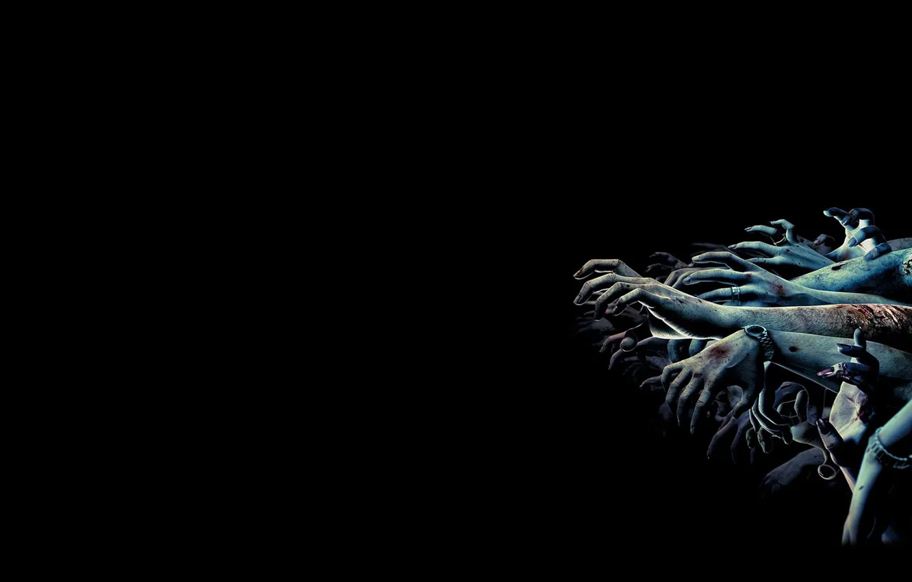 Photo wallpaper the dark background, hands, zombies