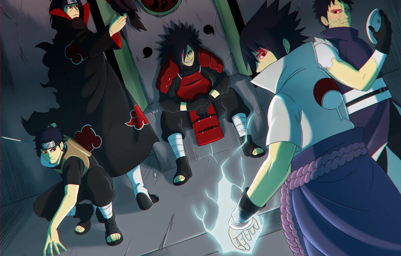 Photo wallpaper logo, game, Sasuke, Naruto, armor, crow, anime, man