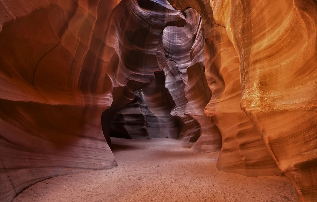 Photo wallpaper light, paint, Shine, AZ, gorge, USA, antelope canyon