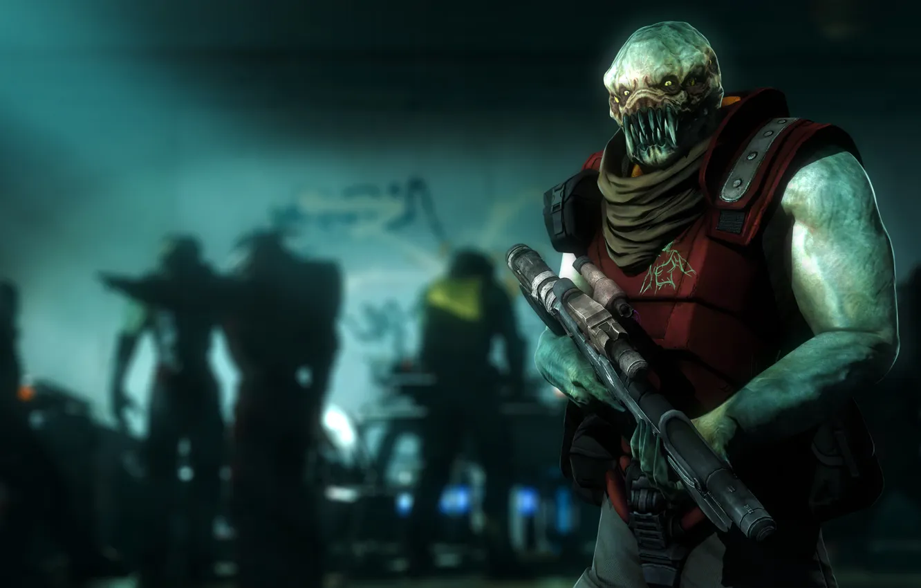 Photo wallpaper look, weapons, fiction, art, alien, invader