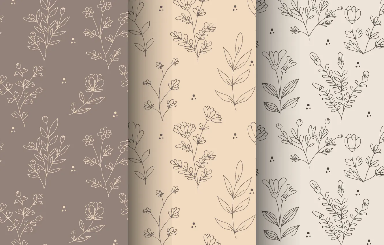 Photo wallpaper flowers, background, pattern, brown, beige, pattern, seamless, seamless