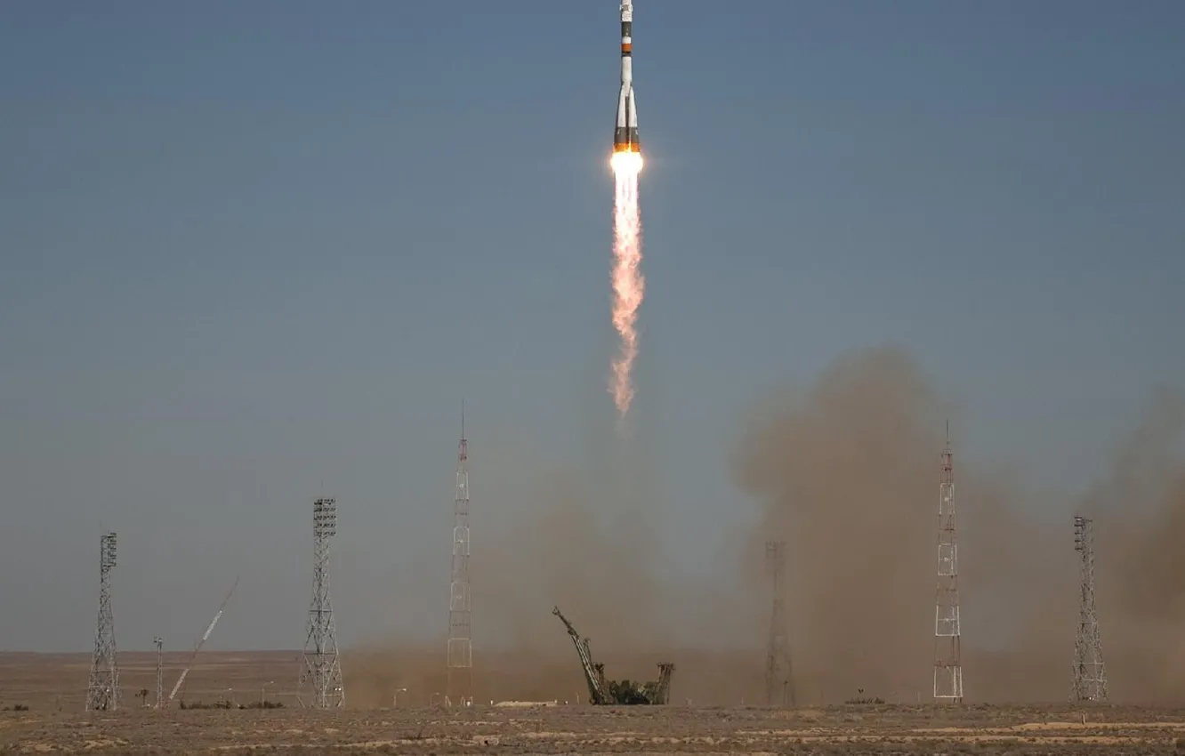 Photo wallpaper rocket, start, Soyuz TMA-16