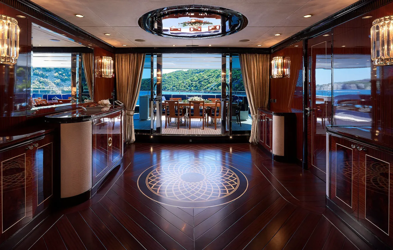 Photo wallpaper design, style, interior, salon, Luxury yacht interior design, main deck, Yacht Sanlorenzo-SD126, Luxury yacht