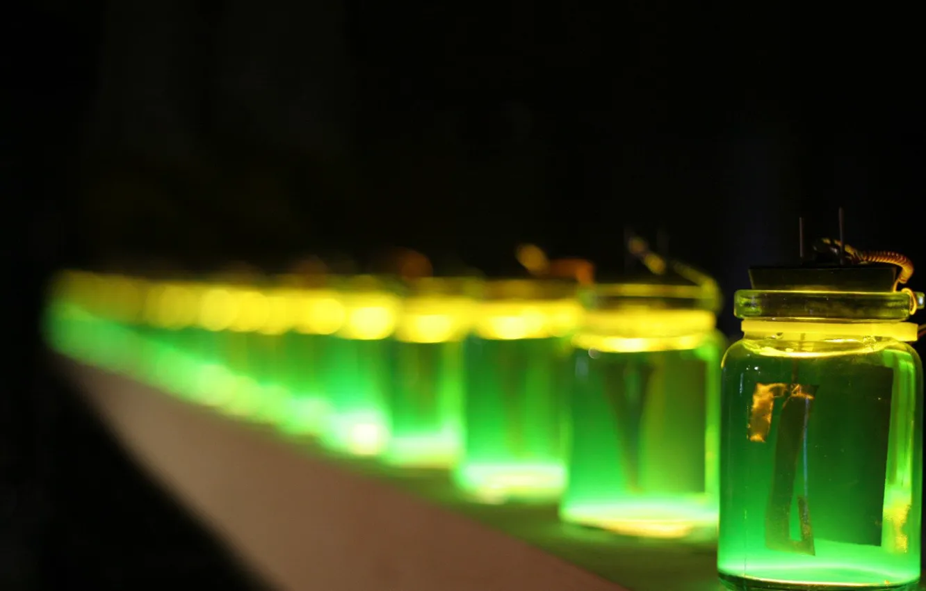 Photo wallpaper glow, Green, jars