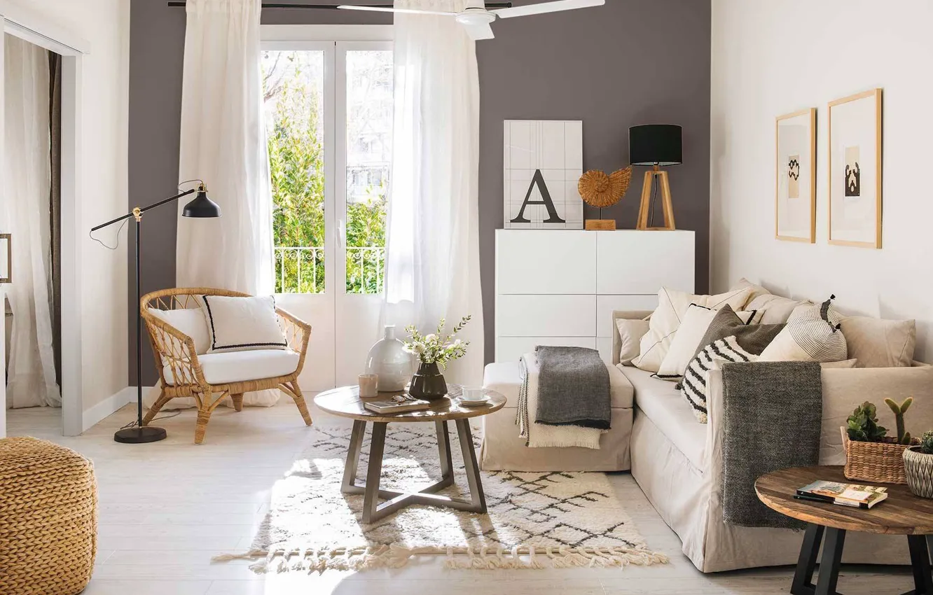 Photo wallpaper design, style, interior, living room, bright room