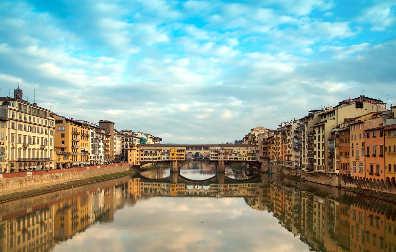 Photo wallpaper river, building, Italy, Florence, Italy, Florence, Old Bridge, Old bridge