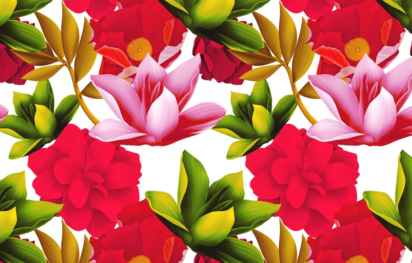Photo wallpaper flowers, pattern, pattern, floral, seamless, seamless