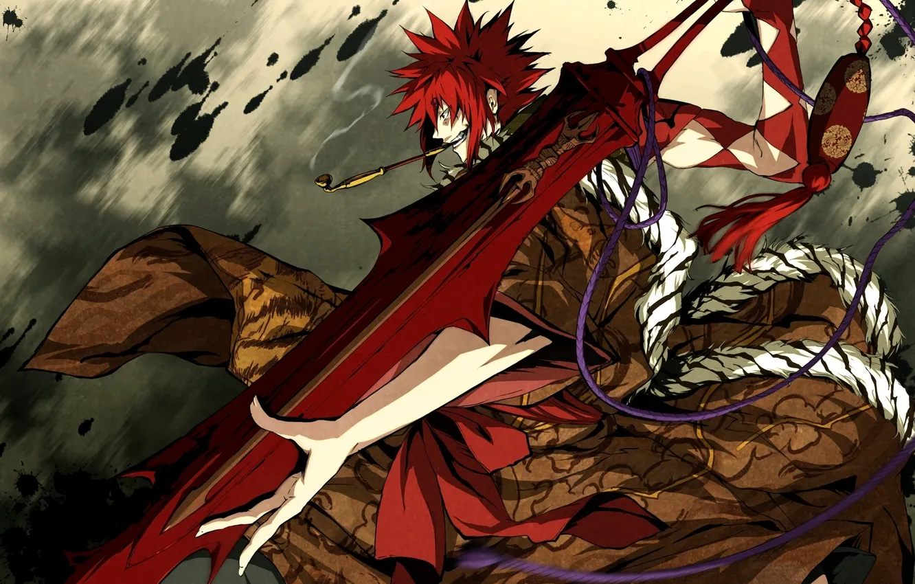 Photo wallpaper smile, weapons, clothing, tube, sword, anime, guy