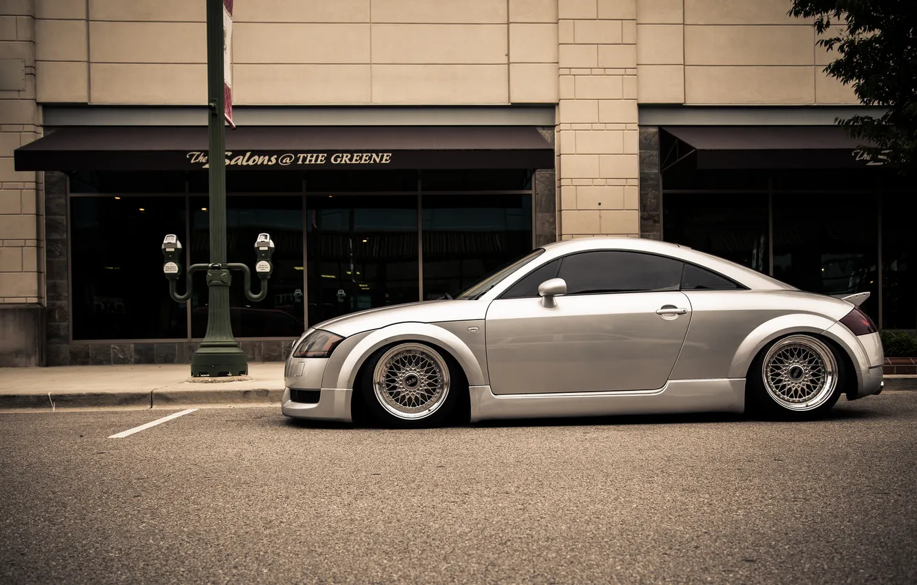 Photo wallpaper Audi, Audi, silver, profile, stance