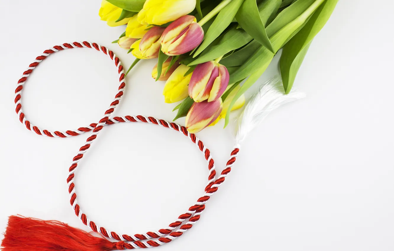 Photo wallpaper tulips, flowers, tulips, bouquet