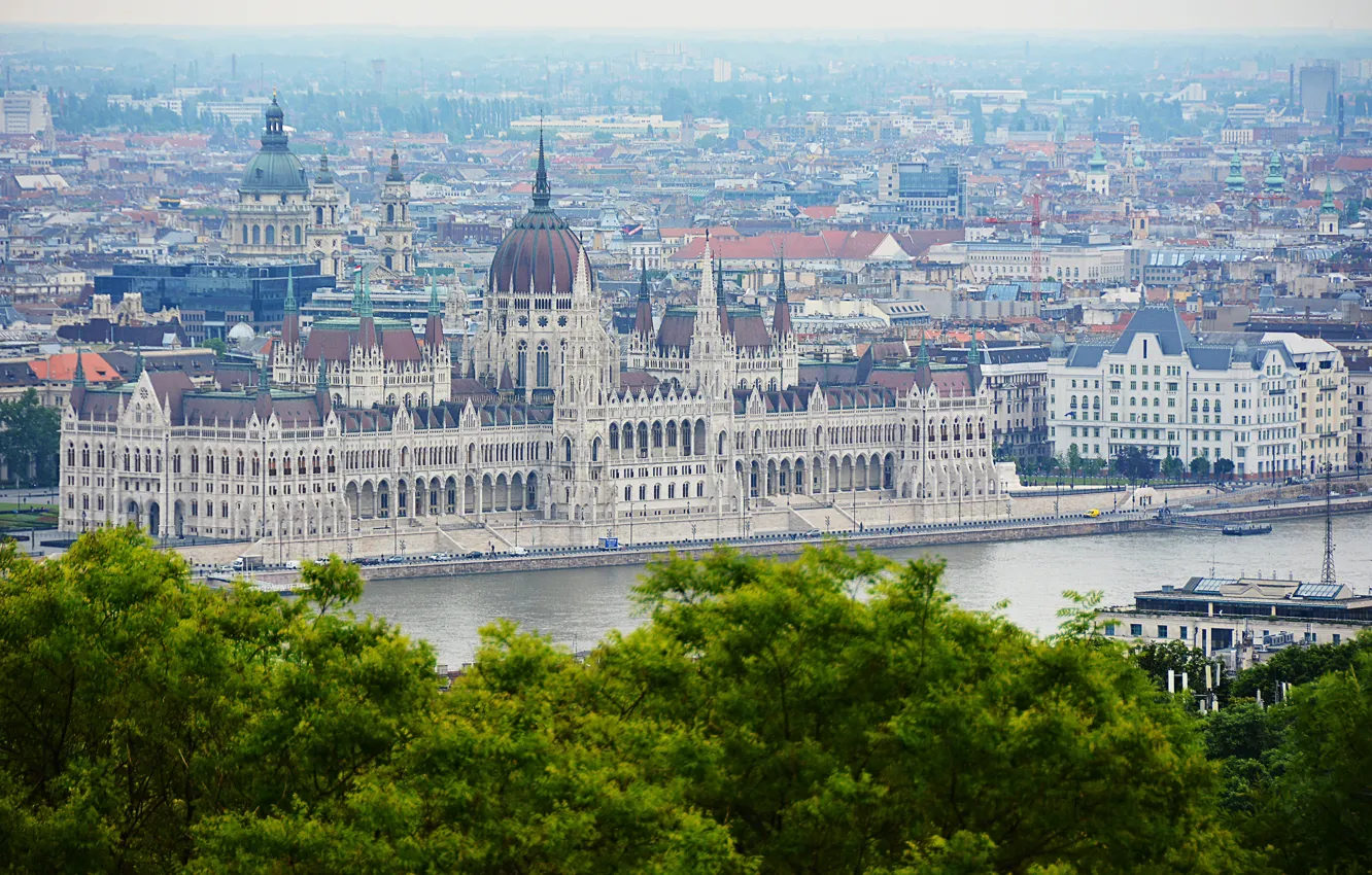 Photo wallpaper panorama, architecture, panorama, architecture, Hungary, Budapest, The Danube, Budapest