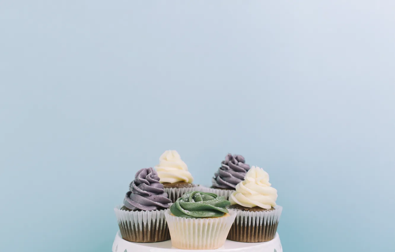 Photo wallpaper plate, cream, dessert, cupcakes, cupcakes