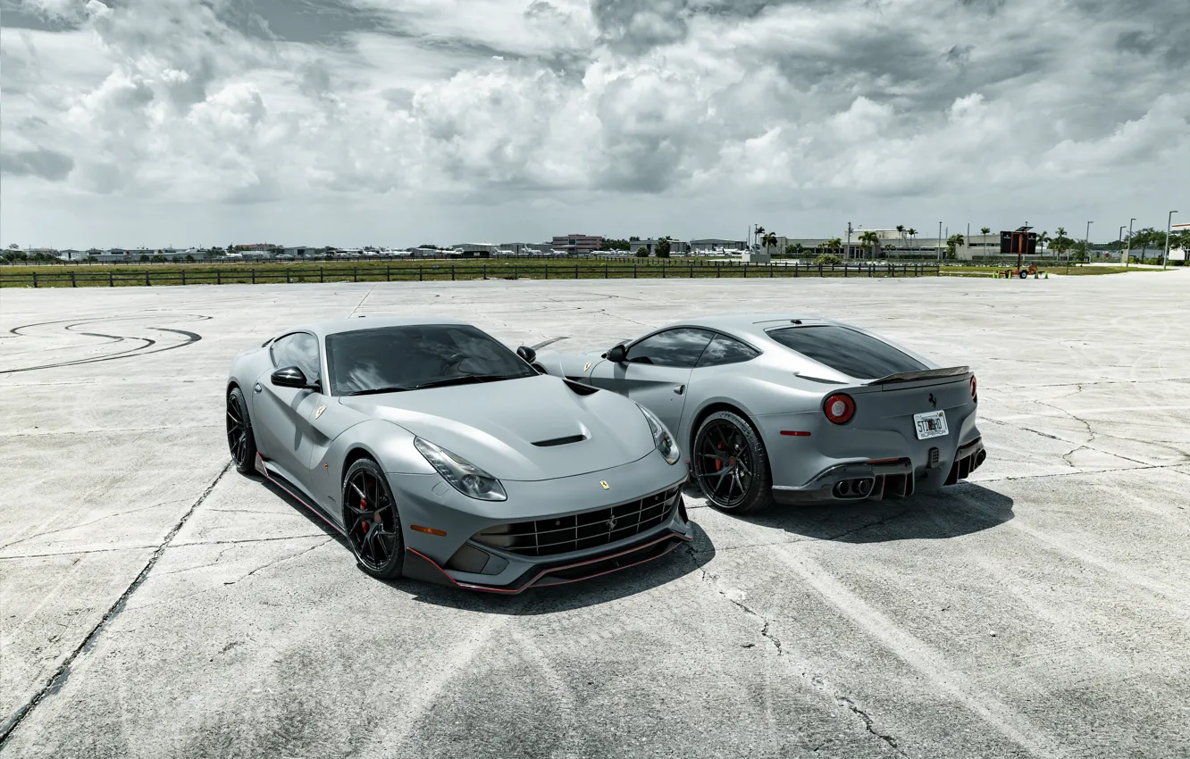 Photo wallpaper Ferrari, Gray, Berlinetta, F12, Duet