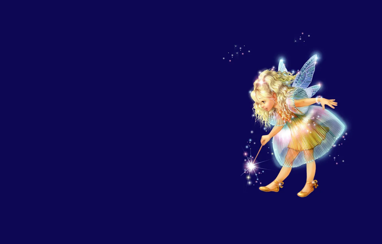Photo wallpaper background, magic, wings, fairy, art, girl, magic wand, children's