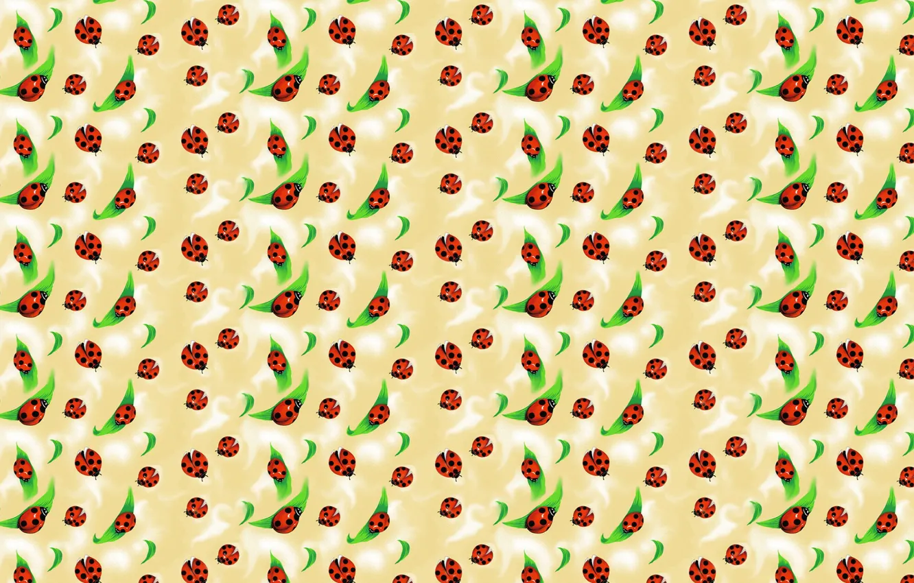 Photo wallpaper summer, background, ladybug, texture, leaf, children's