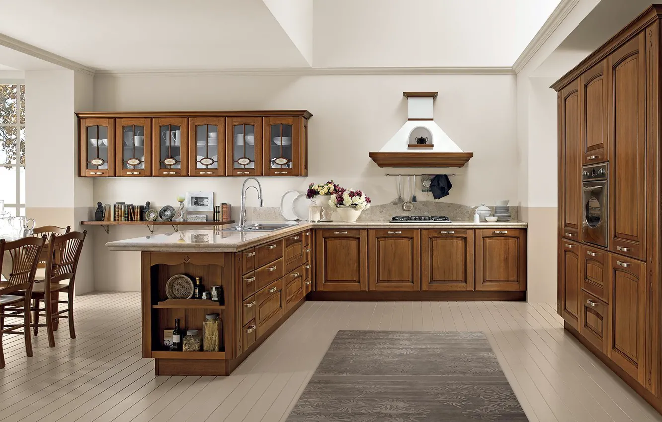 Photo wallpaper style, interior, kitchen, dining room, Italian design, Parma Cuisine