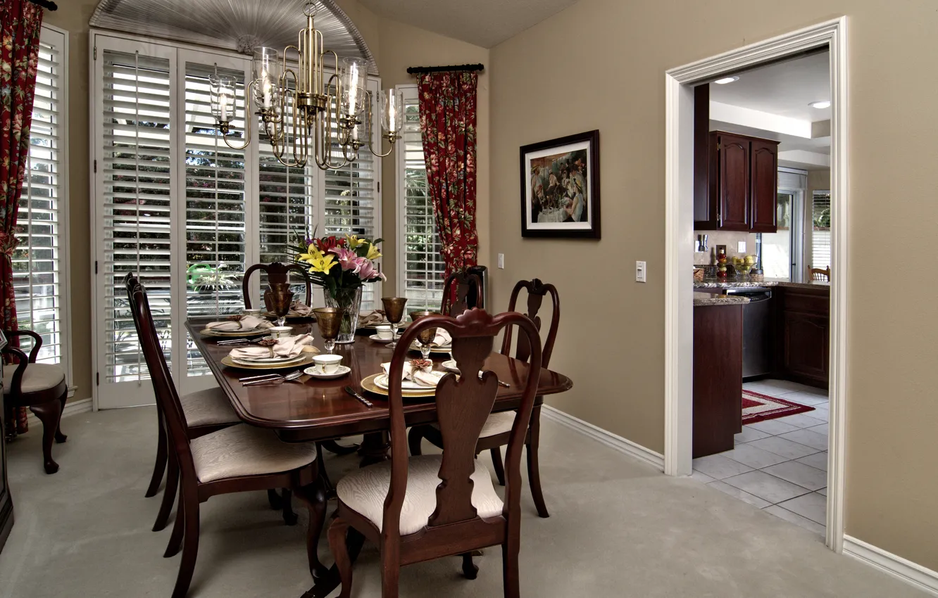 Photo wallpaper design, style, room, interior, dining room