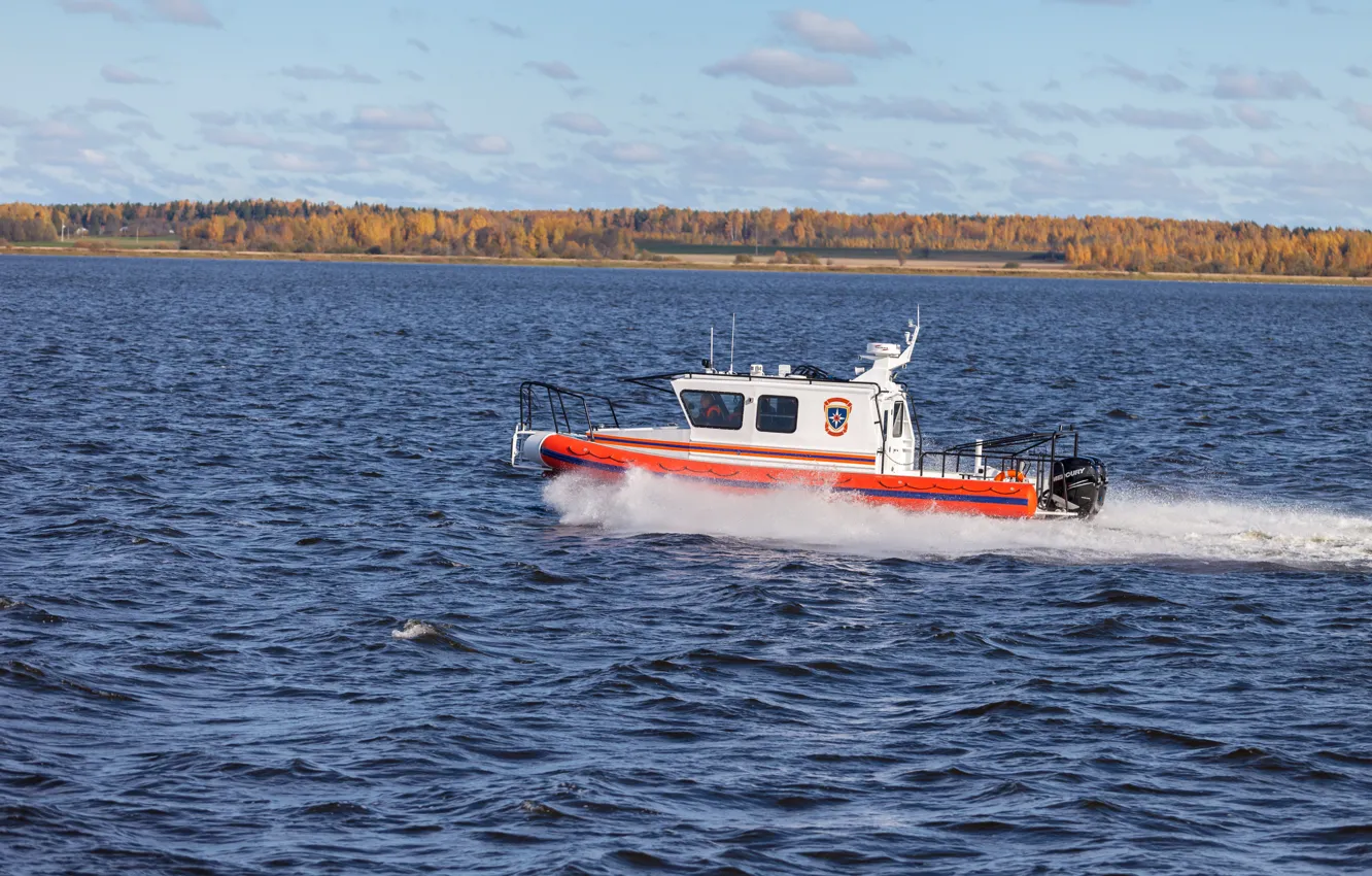 Photo wallpaper autumn, boat, boat, RIB, Lider 10, The leader of the 10