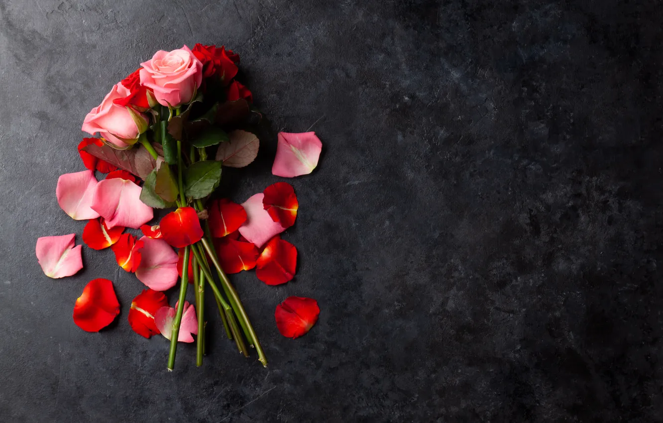 Photo wallpaper love, flowers, romance, roses, bouquet, love, Valentine's day, flowers