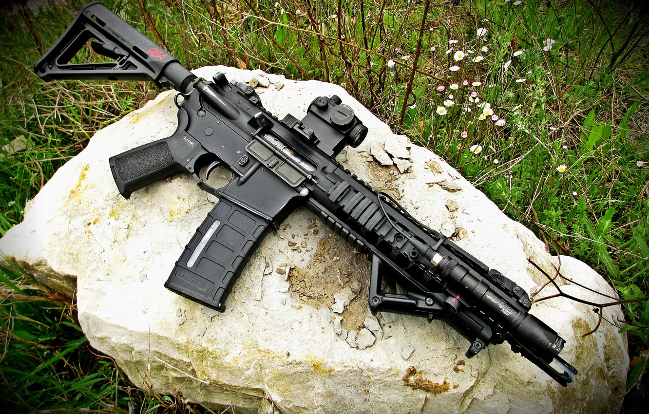 Photo wallpaper weapons, Recon, collimator, assault rifle, magpul