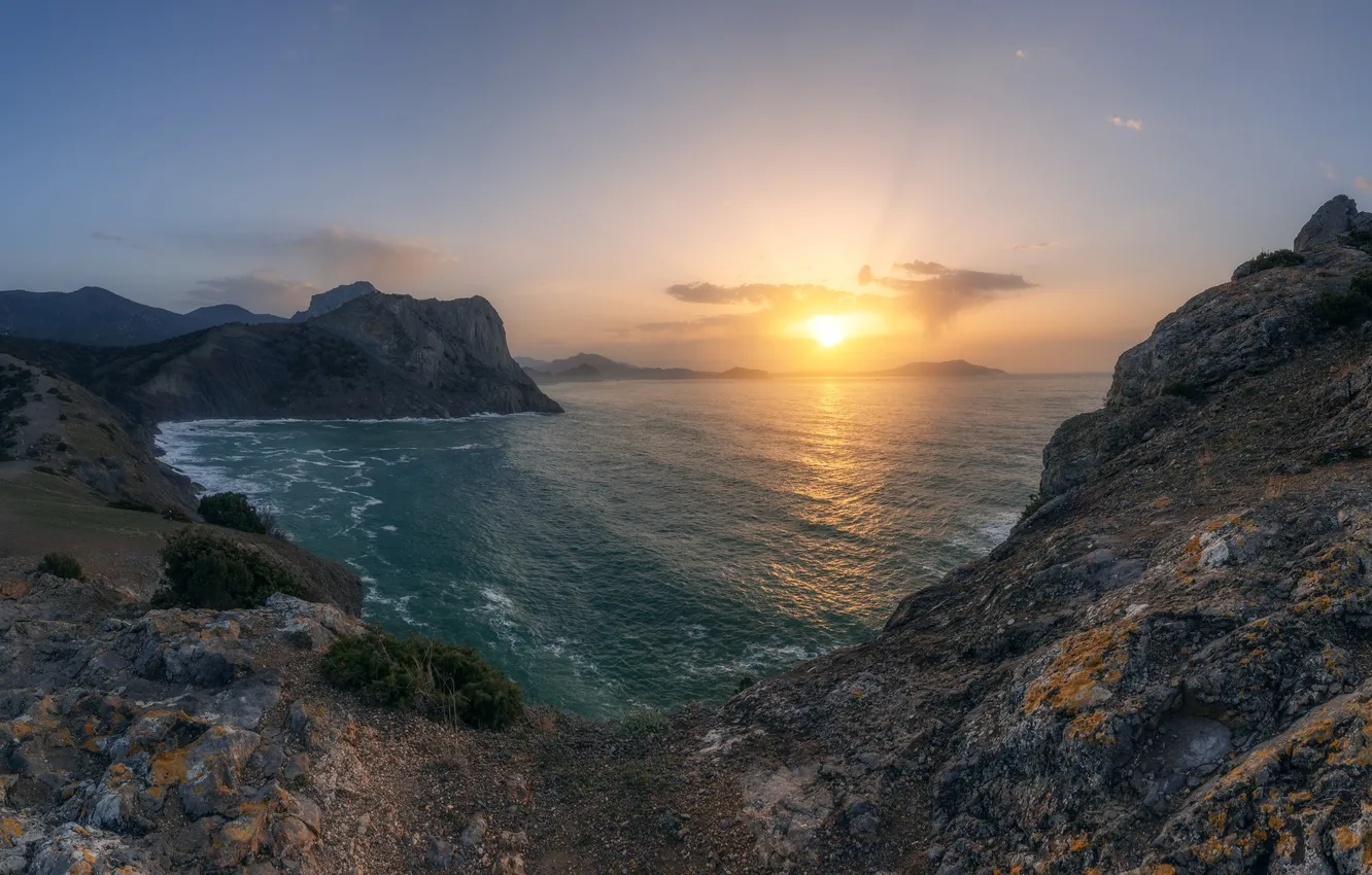 Photo wallpaper sea, landscape, dawn, Crimea, Martynenko Dmitry, Dawn on the Coccyx