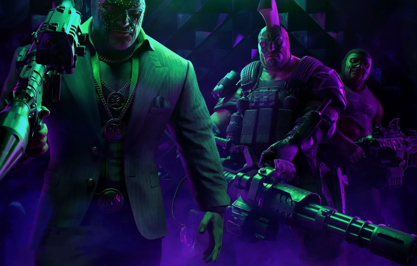 Photo wallpaper weapons, man, machine gun, Saints Row: The Third