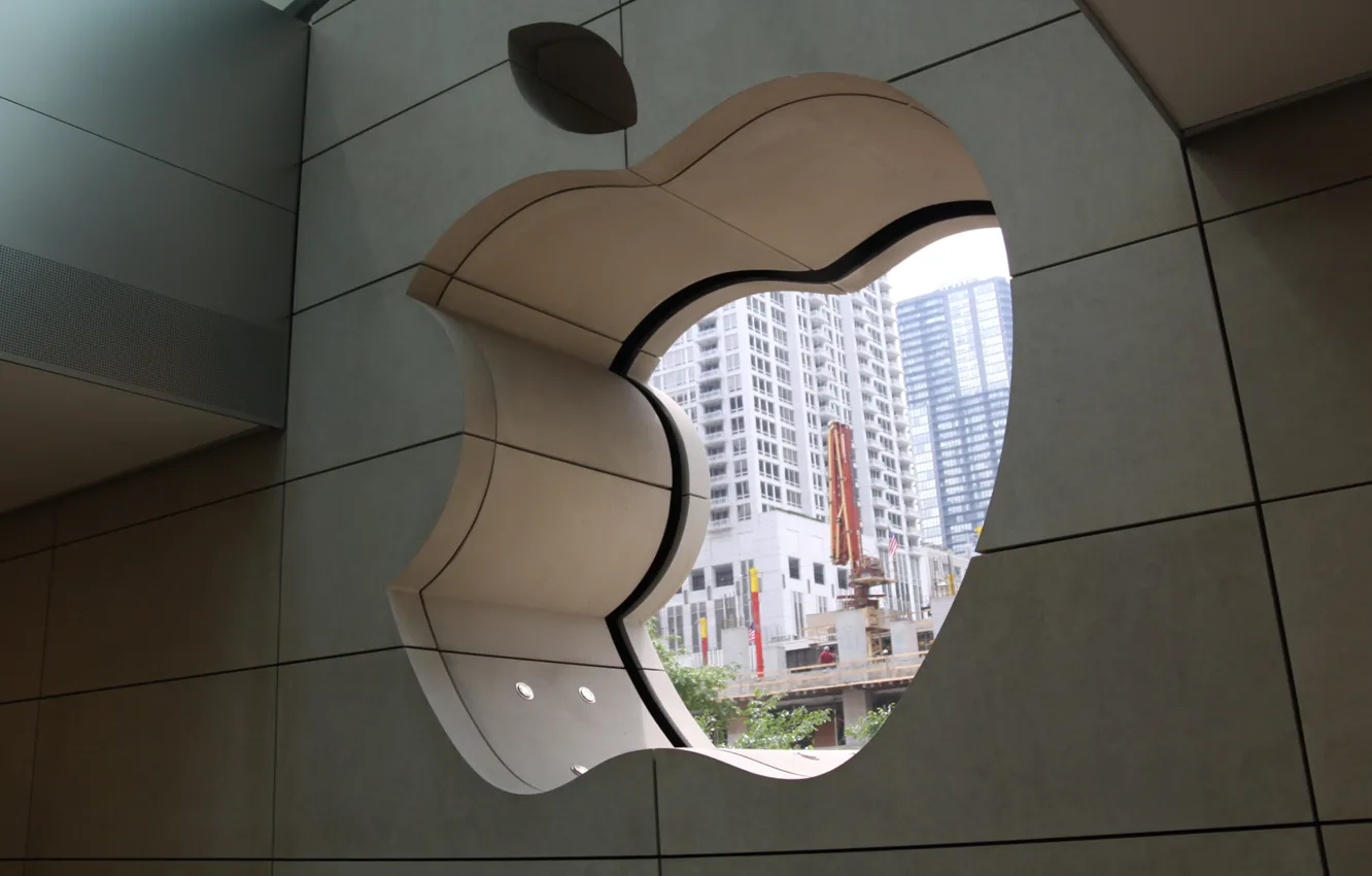 Photo wallpaper the city, apple, Chicago, shop, Apple Store