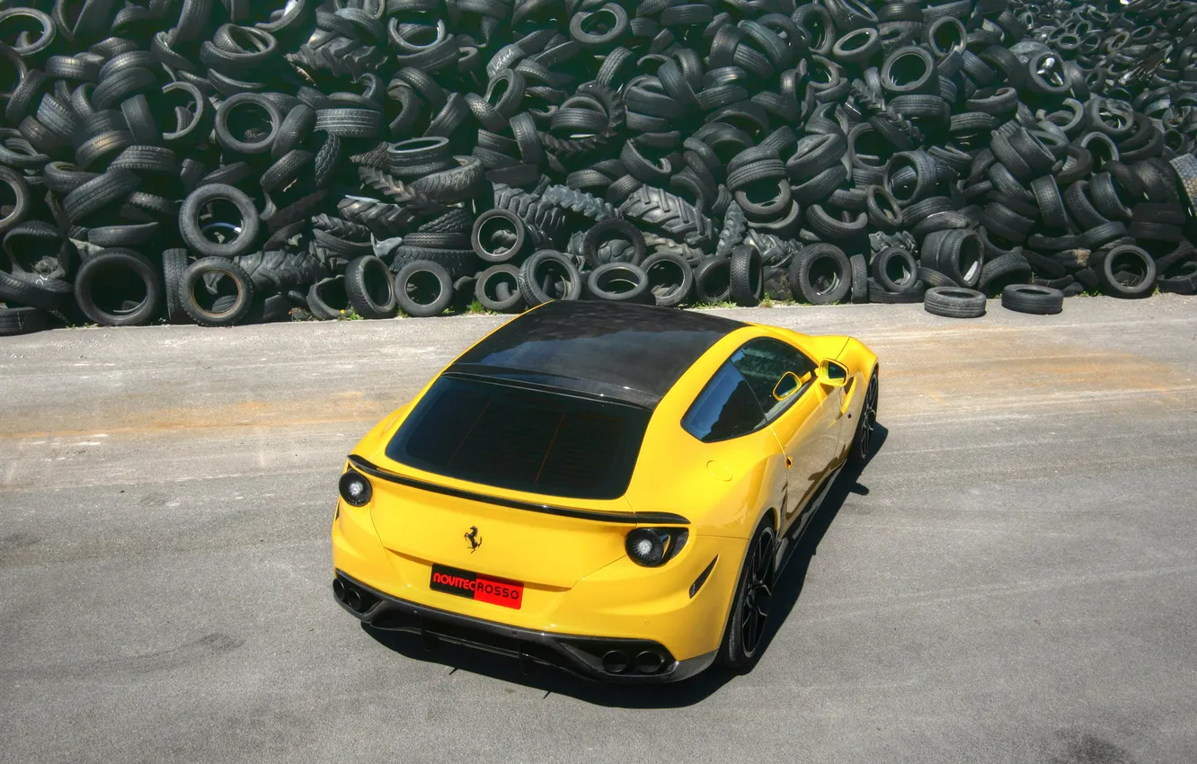 Photo wallpaper Ferrari, tires, Ferrari, rear view, Novitec Rosso