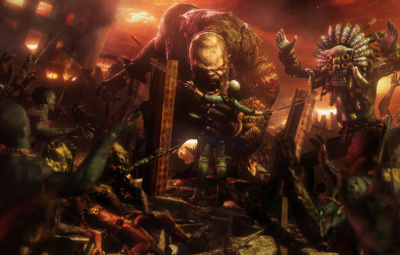 Photo wallpaper girl, monster, infection, giant, virus, Capcom, Jill Valentine, Resident Evil 5