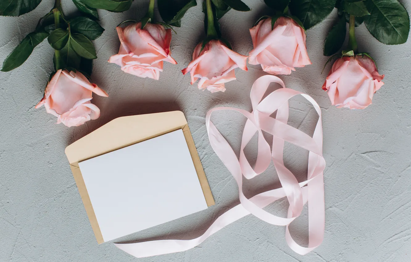 Photo wallpaper letter, flowers, roses, Tape, pink, the envelope