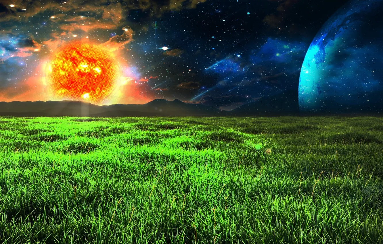 Photo wallpaper field, space, art