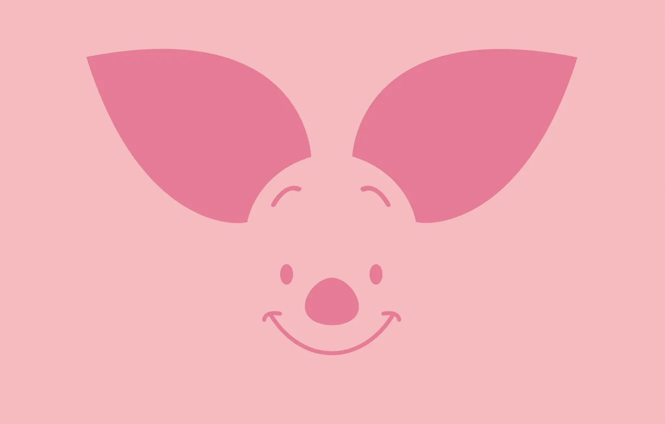 Photo wallpaper eyes, face, smile, minimalism, nose, ears, Piglet