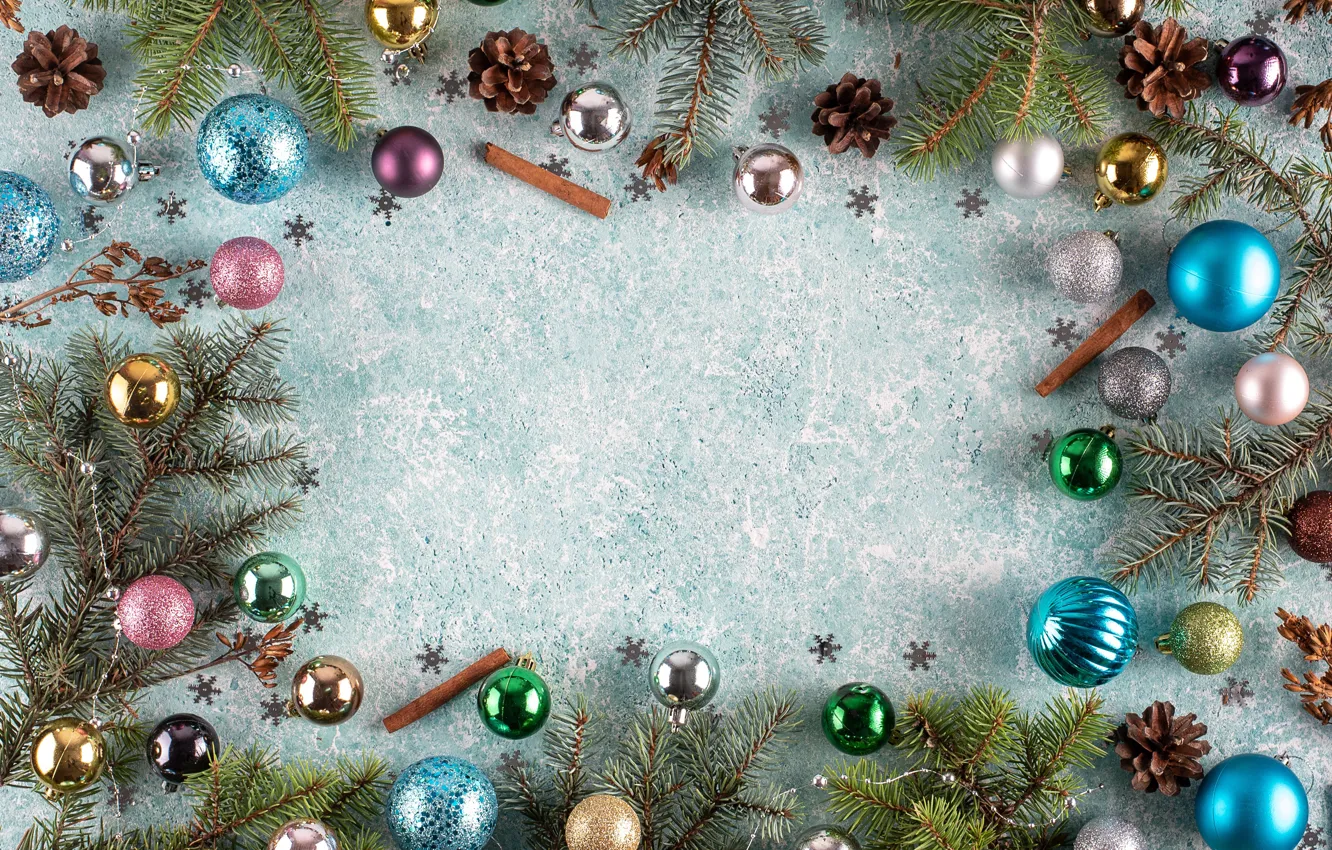Photo wallpaper decoration, balls, new year, Christmas, Christmas, balls, New Year, decoration