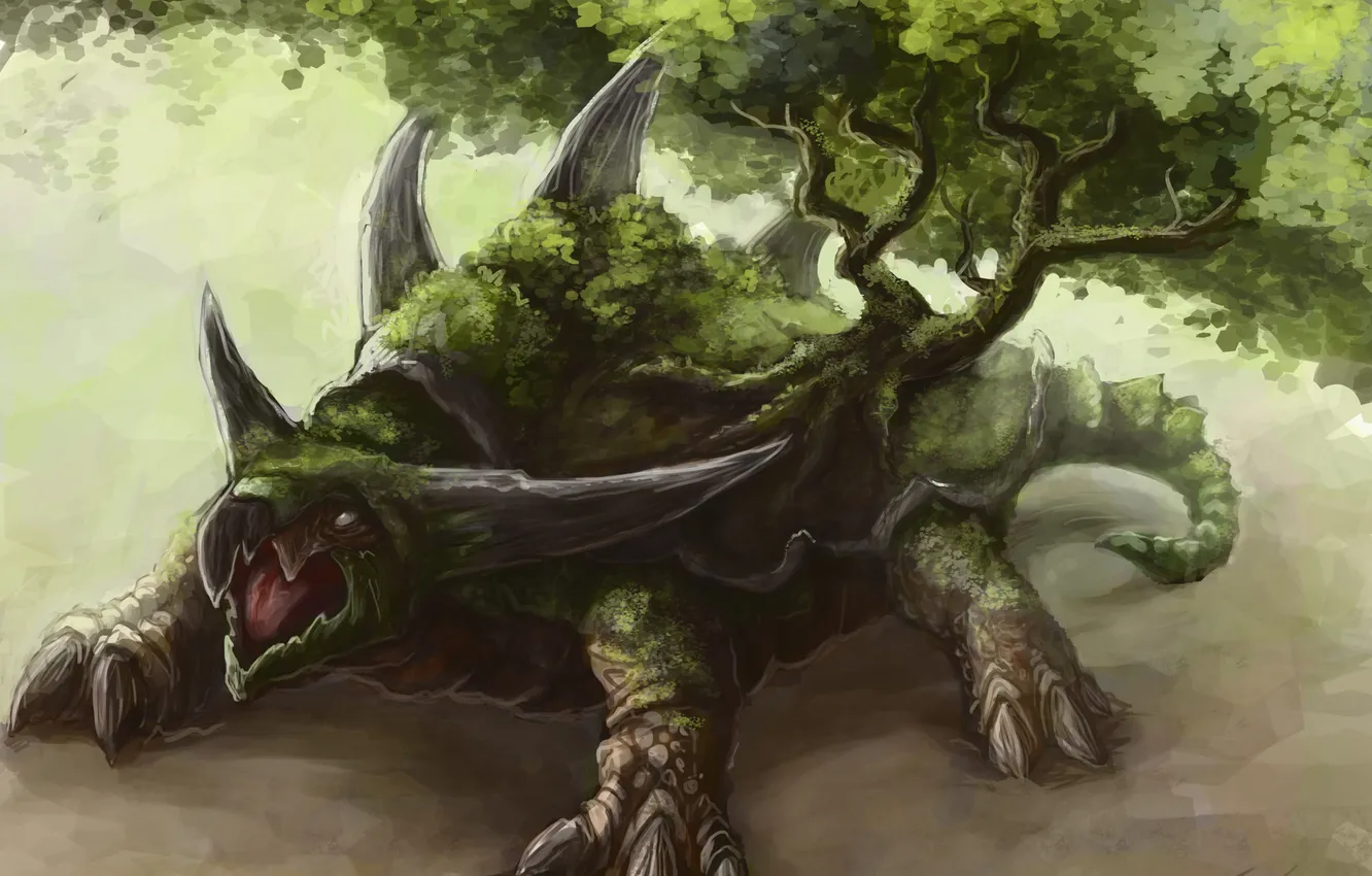 Photo wallpaper trees, turtle, monster, fantasy, art, giant