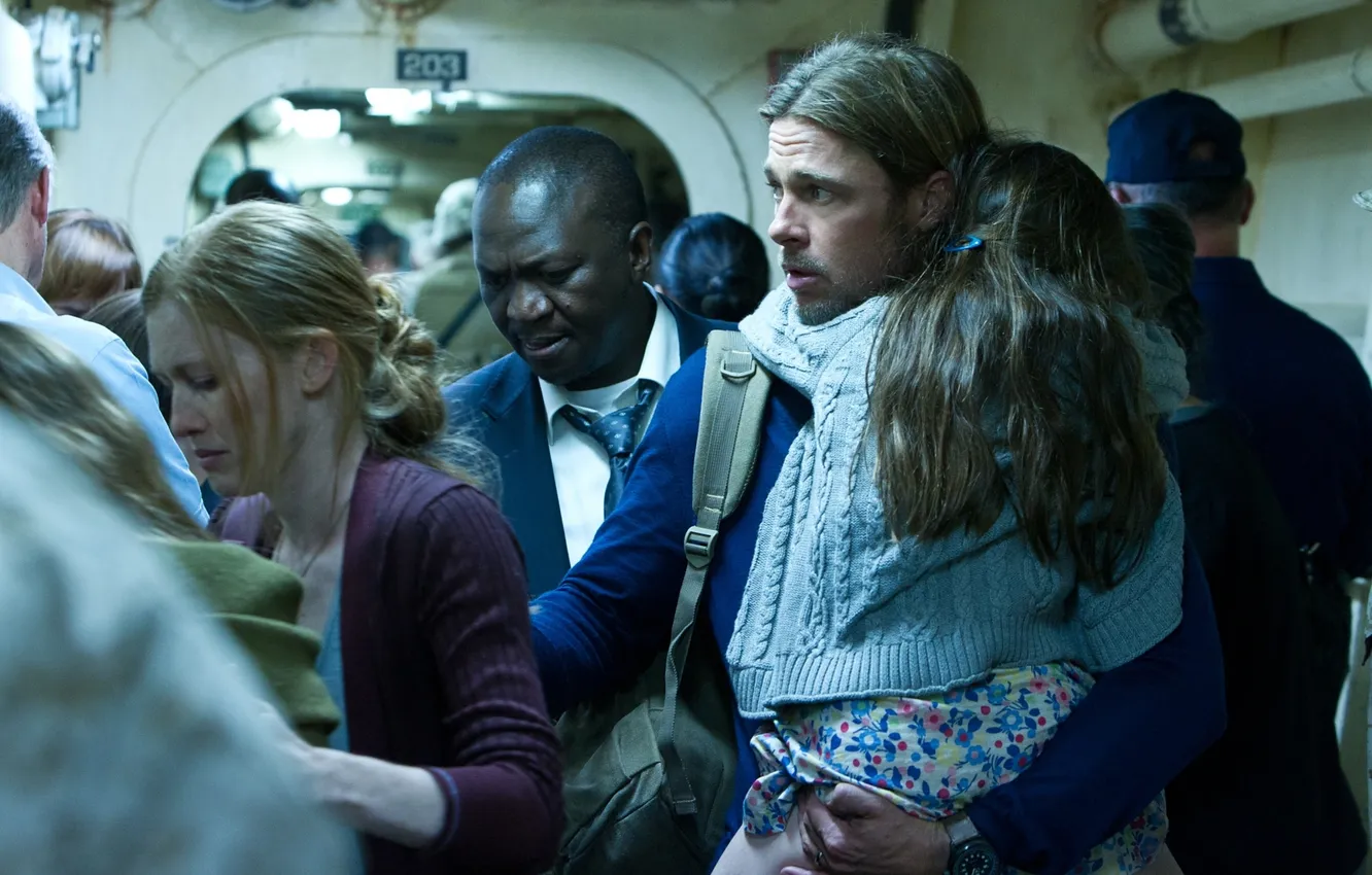Photo wallpaper woman, people, girl, male, Brad Pitt, World war Z, World War Z, Mireille Enos