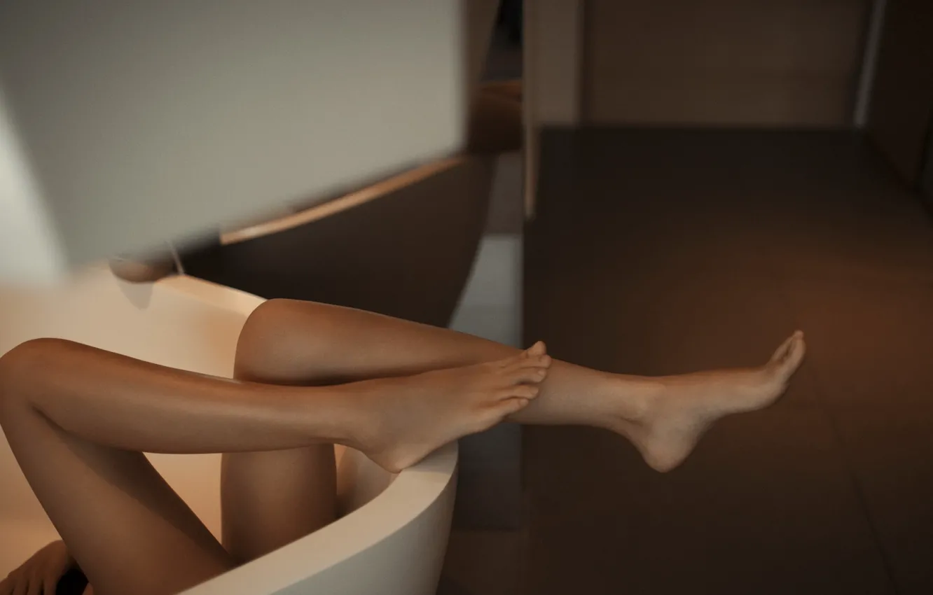 Photo wallpaper girl, pose, feet, bath